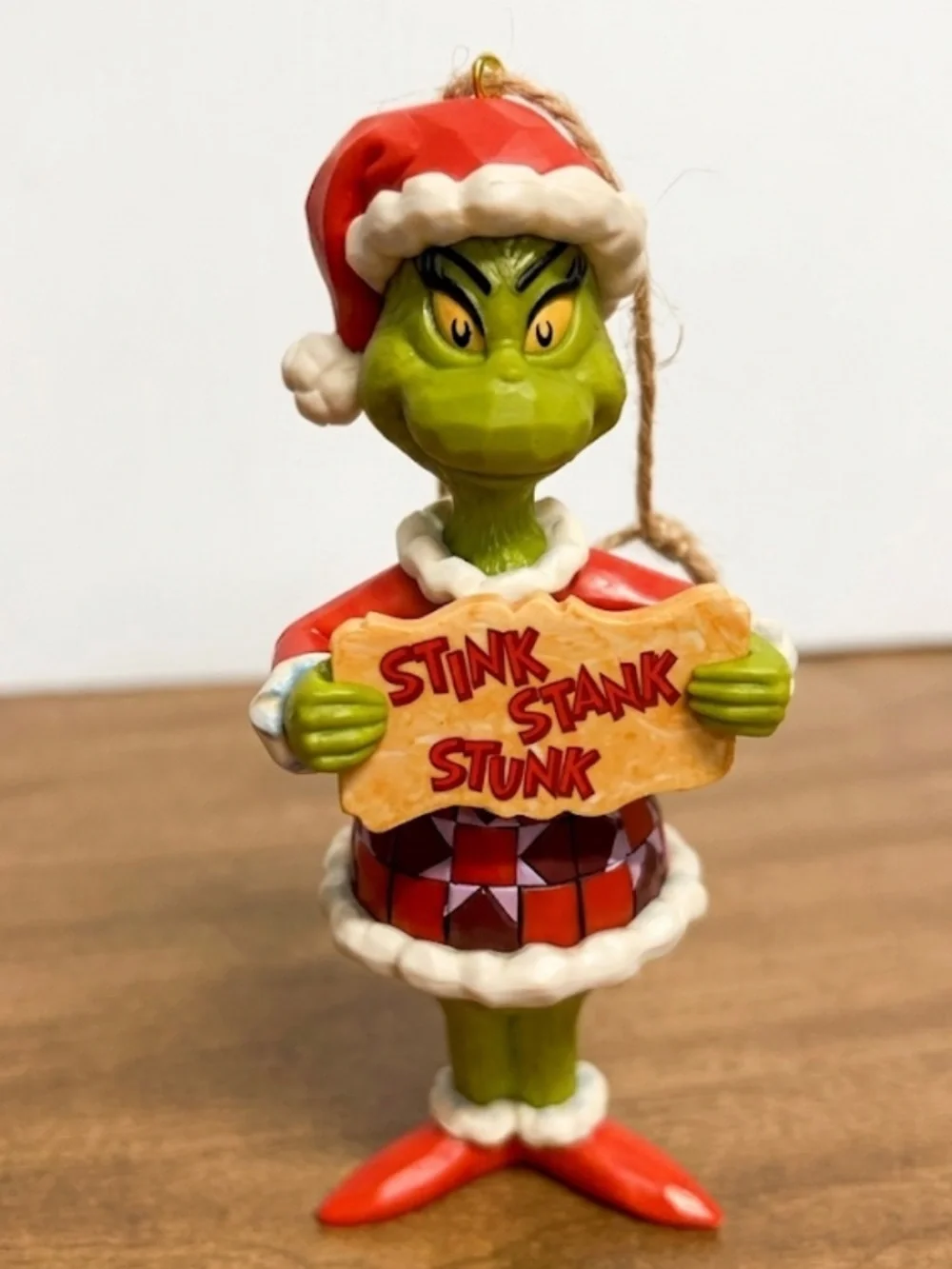Grinch Christmas Ornament Stink Stank Stunk Santa Hat Whimsical Holiday Decor C